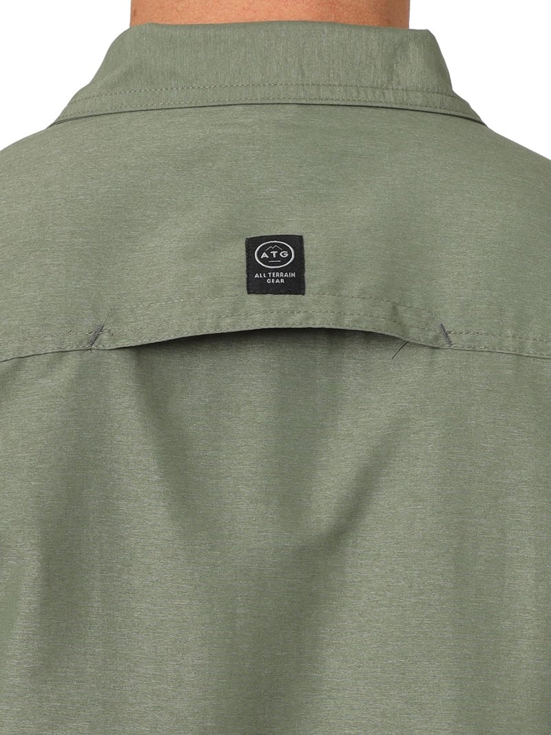 ATG by Wrangler mens Long Sleeve Mixed Material Shirt, Dusty Olive, Large US - Image 4